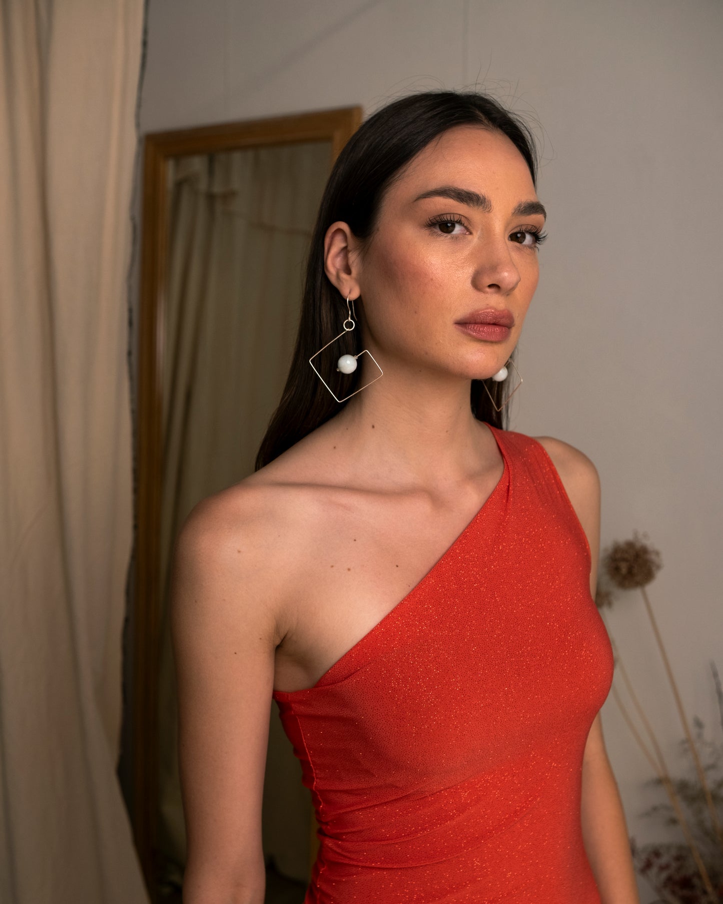 Aquamarine Square Earrings