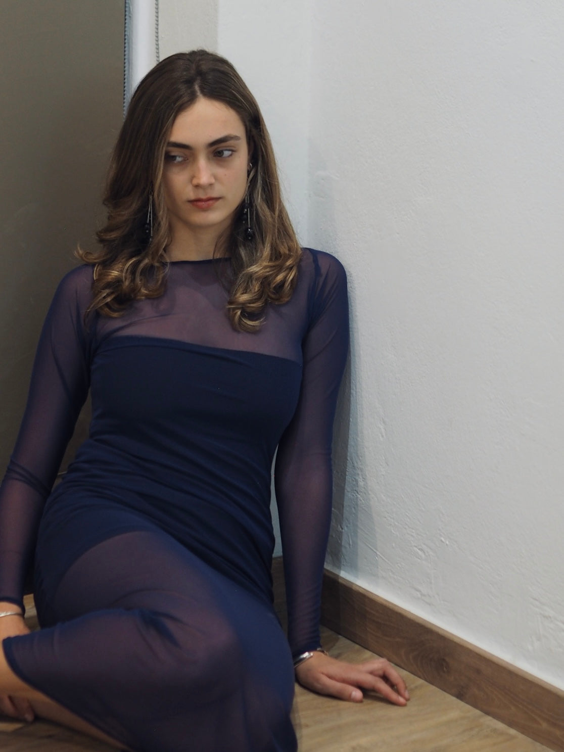 Mesh Dress Navy Blue