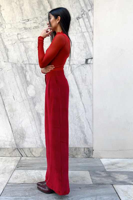 Carmine Velvet Trousers