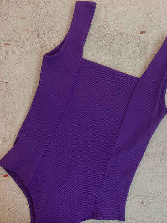 Bodysuit Cotton Rib Purple