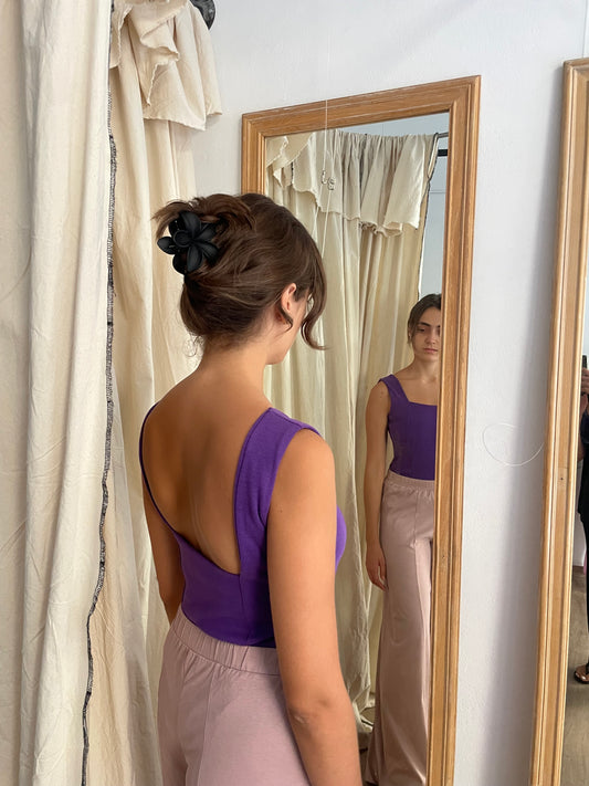 Bodysuit Cotton Rib Purple