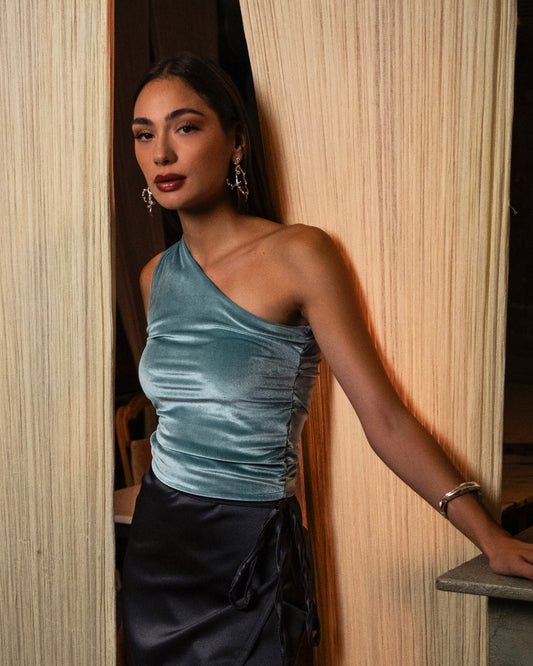Turquoise Velvet Top