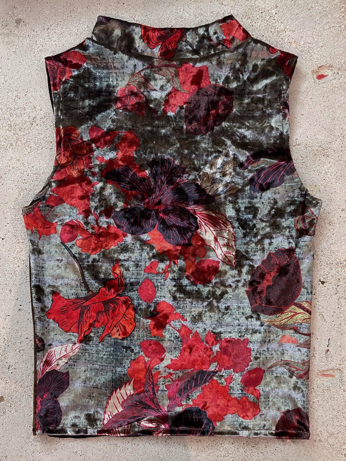 Silver Velvet Flower Top