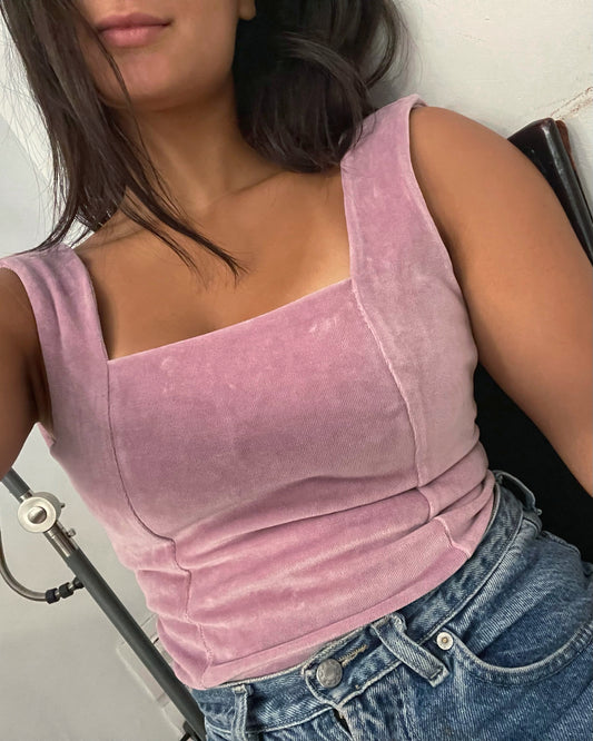 Bodysuit Pink Rib Velvet