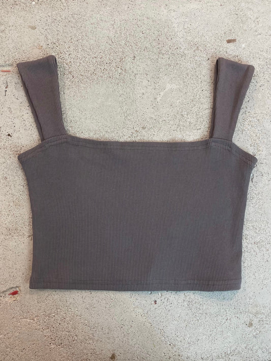 Crop Top Rib Grey