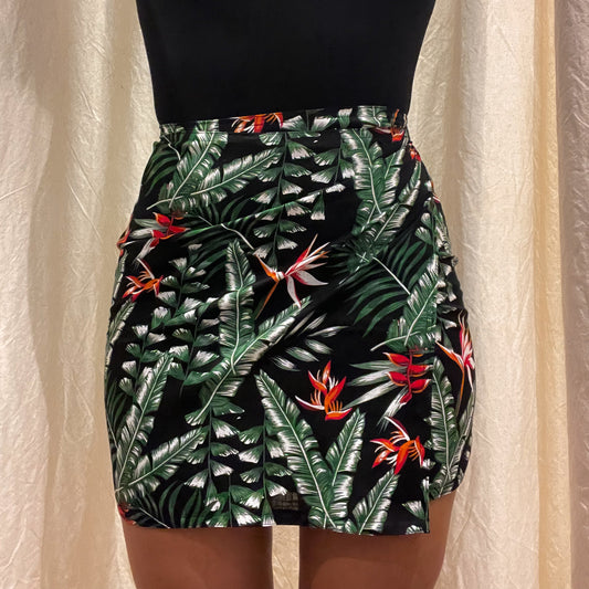 Linen Flowers Wrap Skirt