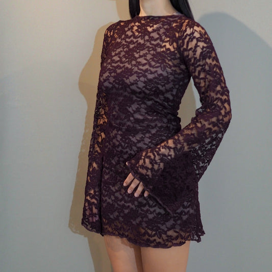 Dark Burgundy Lace Dress