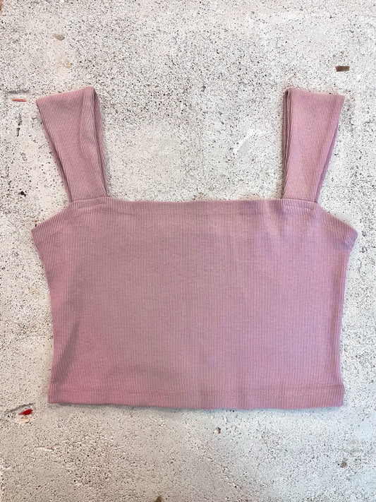 Crop Top Rib Dusty Pink