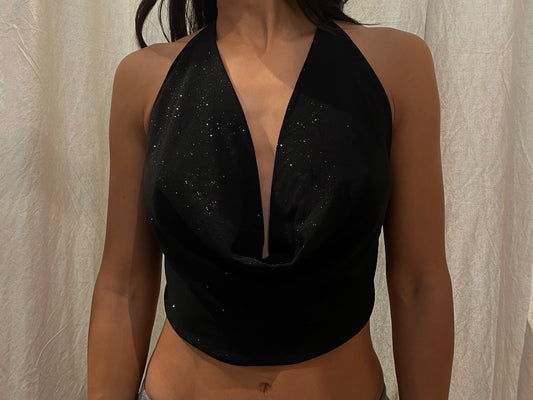 Draped Backless Top Noir
