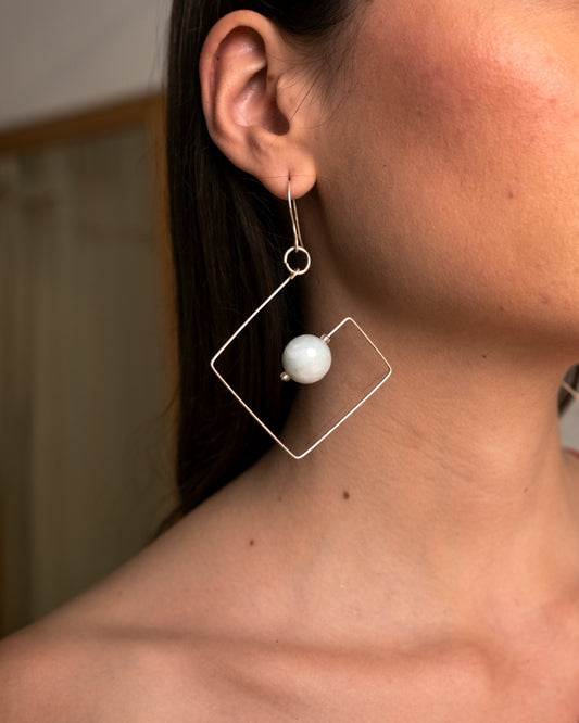 Aquamarine Square Earrings