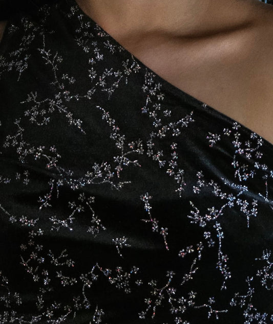 Glitter Flowers Velvet Top