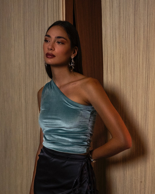 Turquoise Velvet Top