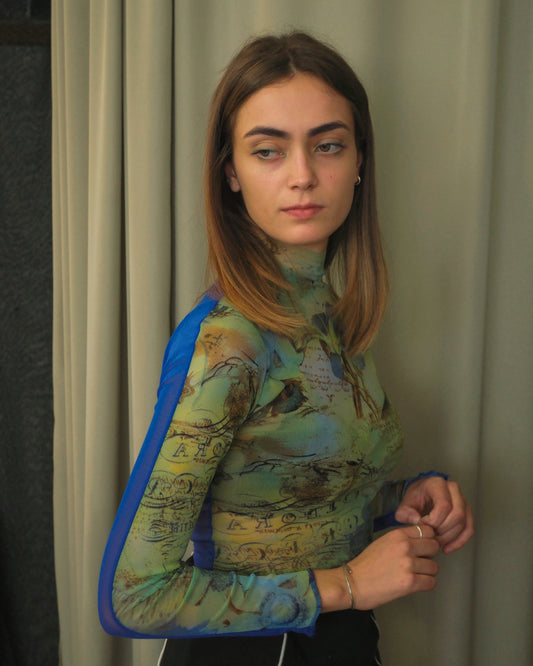 Retro Script Top Blue