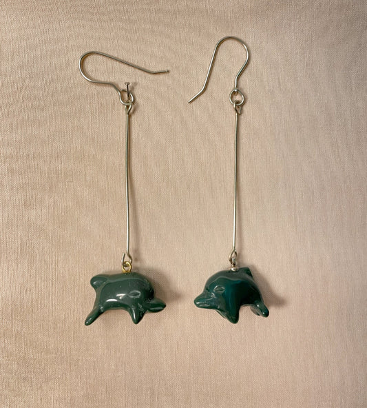 Dolphin earrings (dark green)